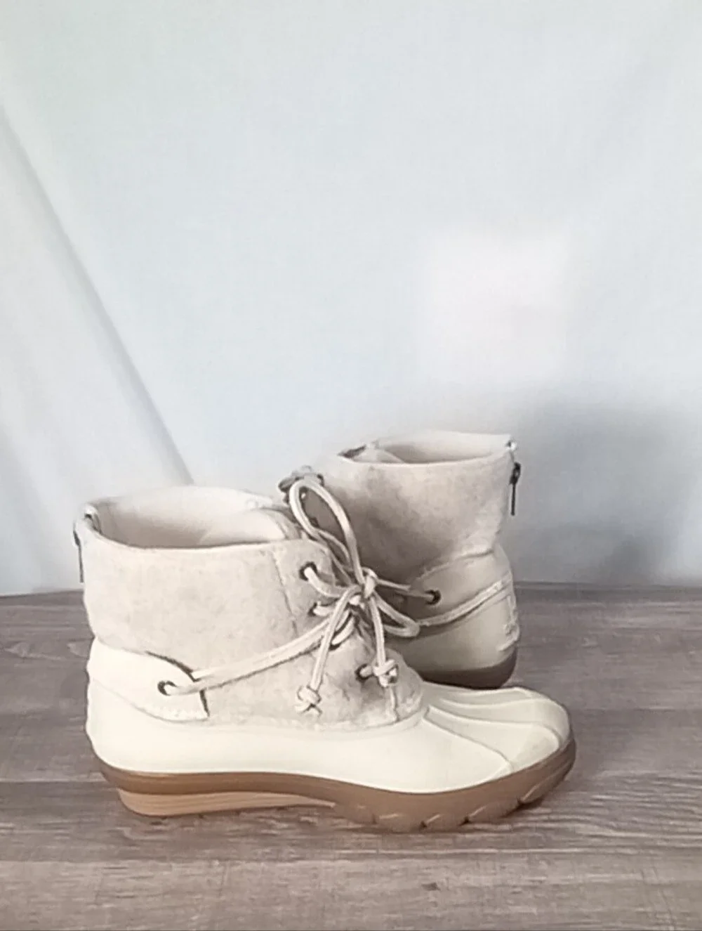 Sperry White Saltwater Wedge Tide Rubber Boots Size 7.5M